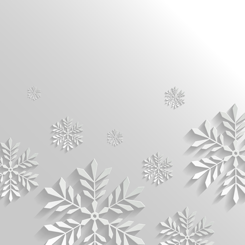 Paper Floral White Christmas Backgrounds Vector 04  