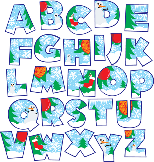 Elements of Creative Xmas Alphabet vector set 04  