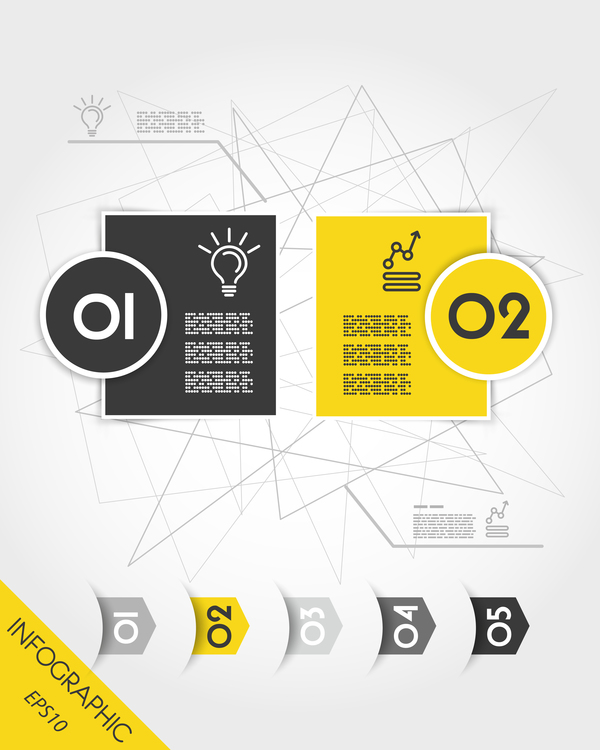 Gelb mit schwarzem Infografie-Vektorvorlagen Set 06  