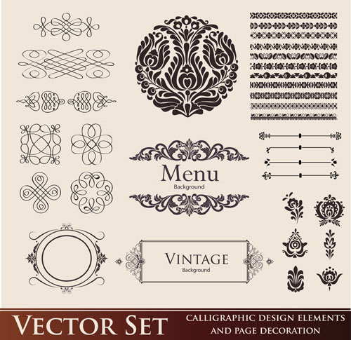 Vintage Calligraphic and decoration Borders vector 01  