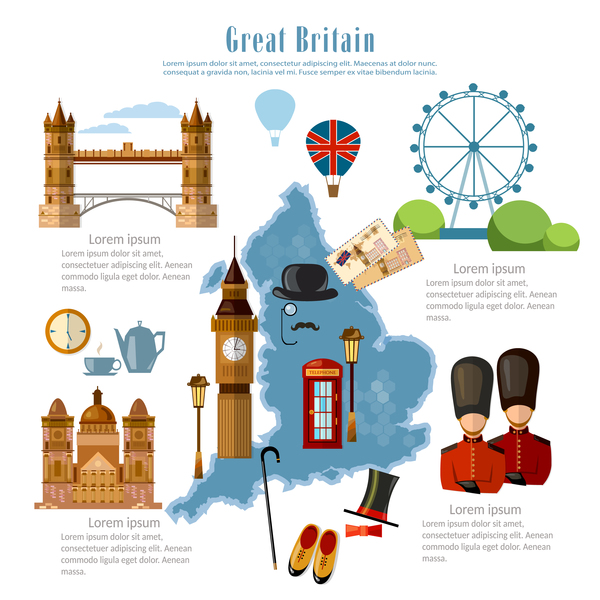 England-Reise mit Kulturdesignvektor  