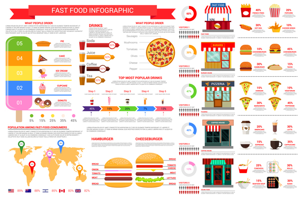 fast food infographic vector  