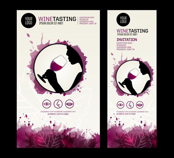 invitation affiche silhouette tache template vecteur de dégustation de vin  