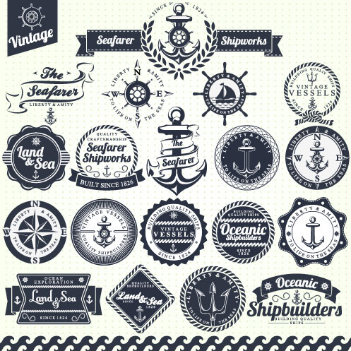 Vintage Navigation Label vector 01  