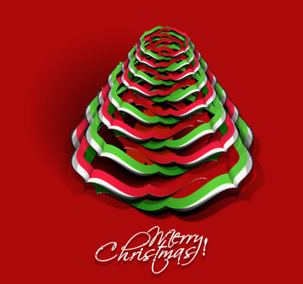 Paper cut Christmas tree design vector 12  