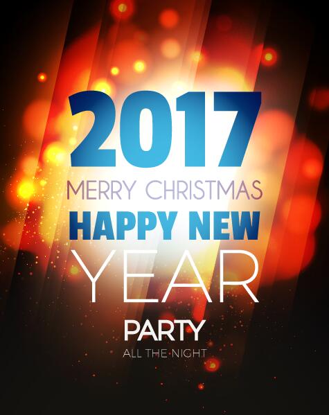 2017 Nieuwjaar met kerstfeest flyer vectoren set 01  