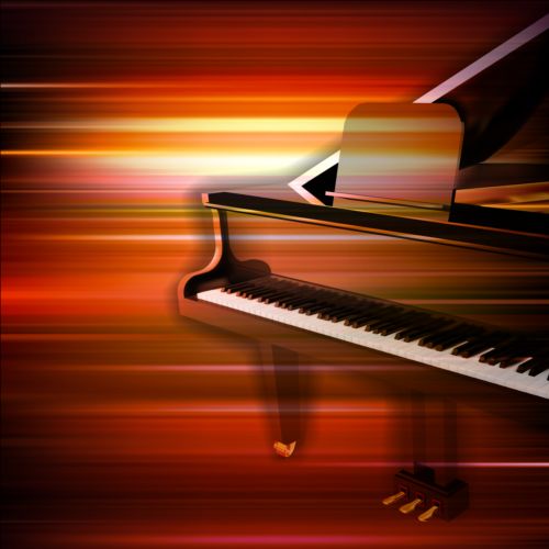 Abstract music background with grand piano vector 01  