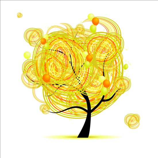 Abstract yellow tree vector  