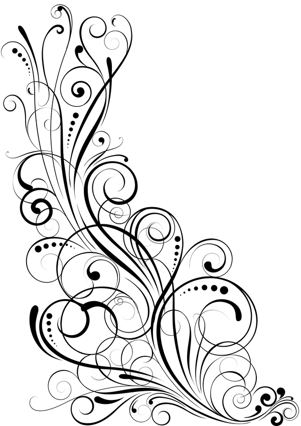 Angle black swirl ornaments design vector  