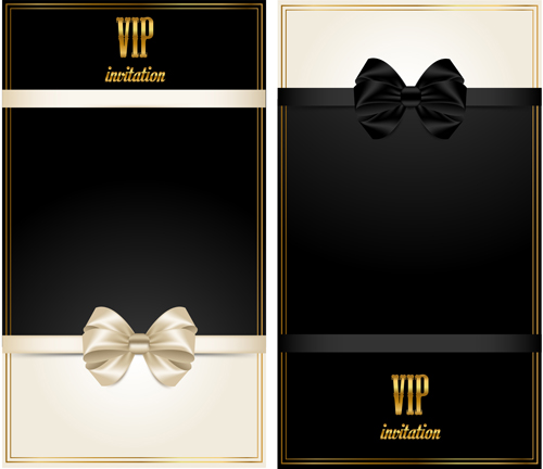 Beautiful bow with VIP invitation card vector 03  