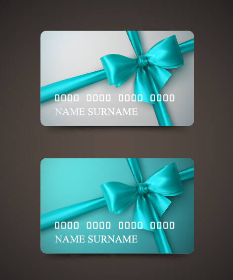 Beautiful bow with business cards template vector 07  