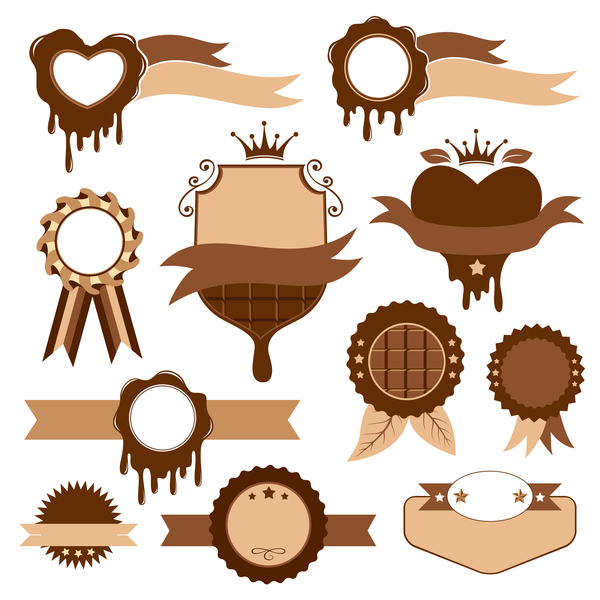 Leere Schokoladenetiketten mit Abzeichen-Vektor  