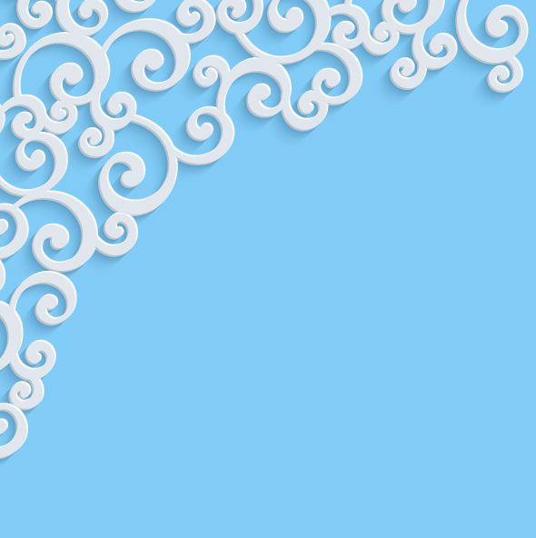 Blue background with white flower pattern vector 02  