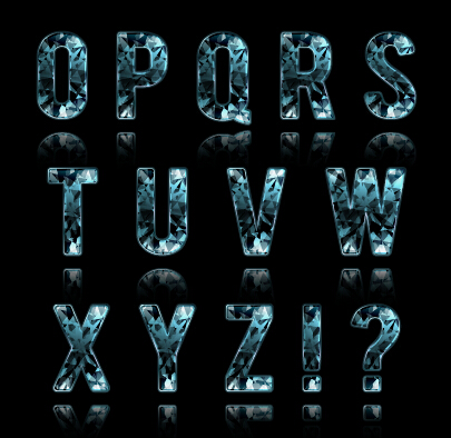 Blue diamond alphabet creative vector 02  