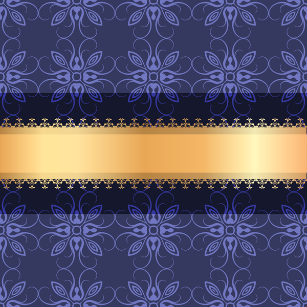 Blue purple decoration with gold background vector  