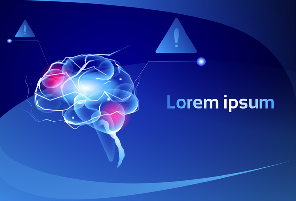 Gehirnneuronen mit blauen Hintergrundvektoren 06  
