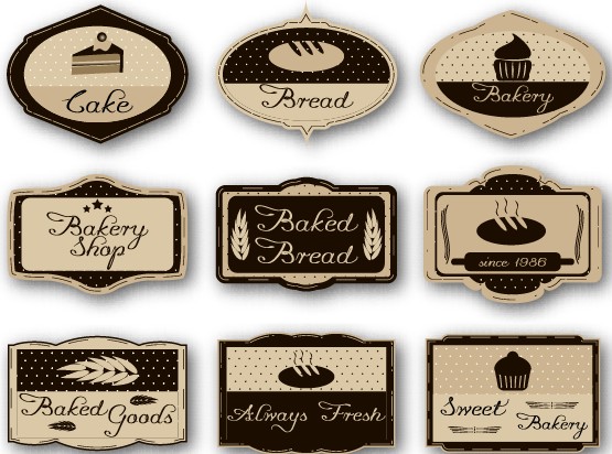 Cake labels vintage style vector 02  