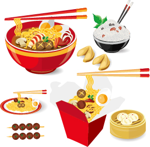 Chinesisches Lebensmittel-Vektormaterial Set 03  