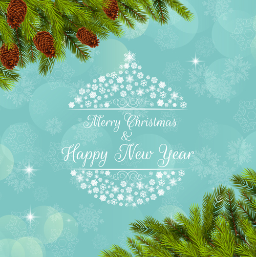 Christmas background with pine branches vector graphics 02  