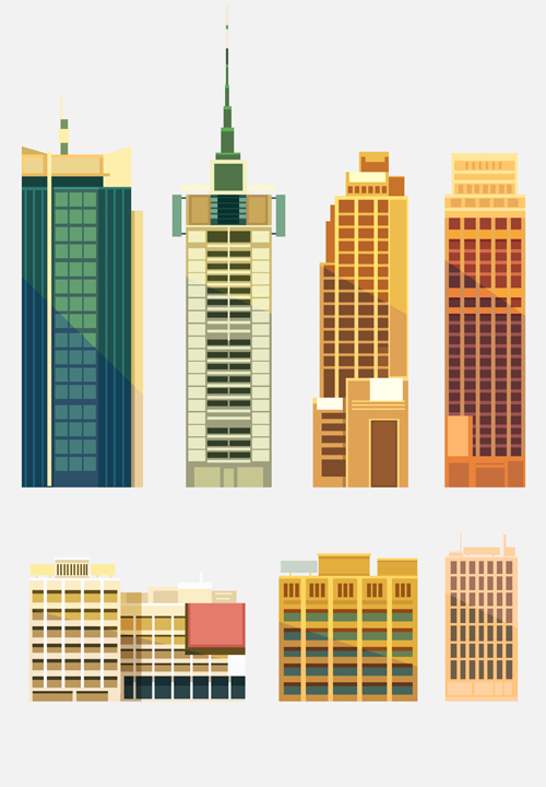 City building skyscrapers template vector set 02  