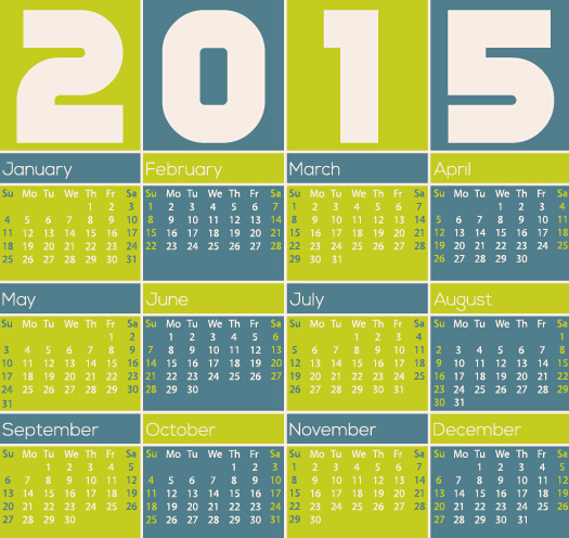 Classic 2015 calendar vector design set 03  