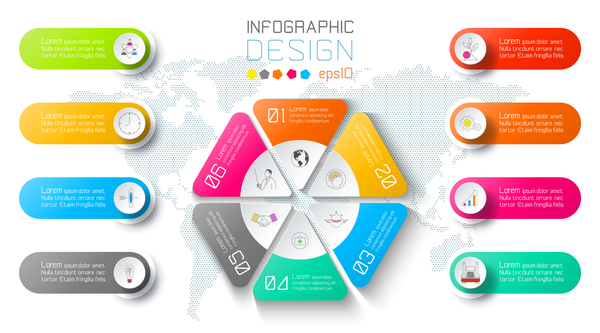 Infographic Schablonenvektoren 03 des farbigen Papiers  