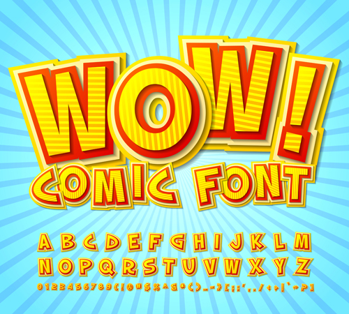 Comic styles fonts design set 09  