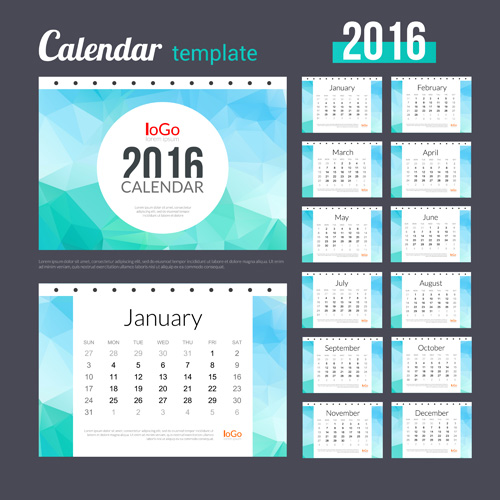 Creative Calendar 2016 template vector 05  
