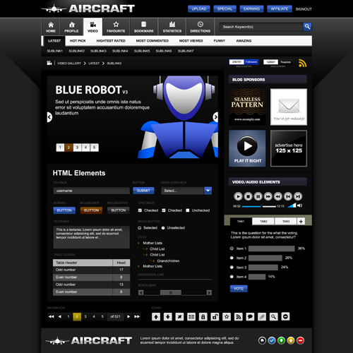 Creative black template website vector design 02  