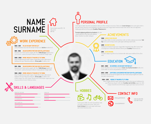 Creative resume template design vectors 04  