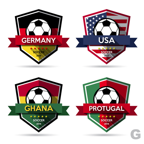 Creative soccer vector labels set 05  