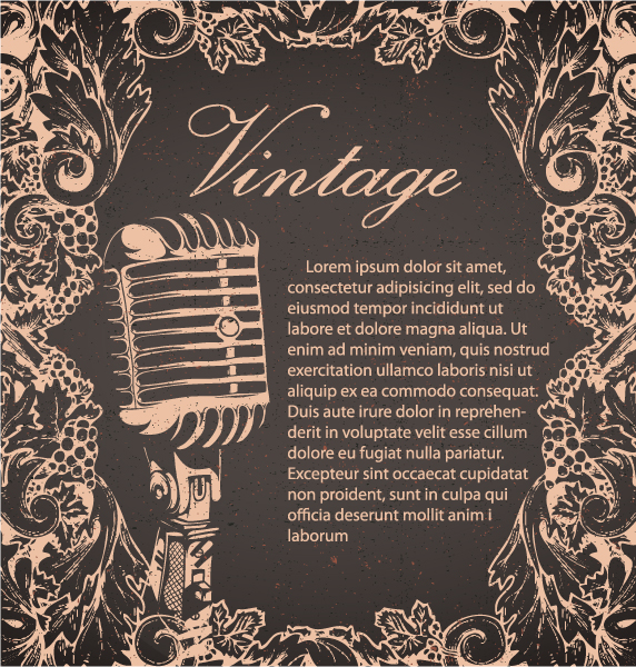 Creative vintage music background vector set 02  