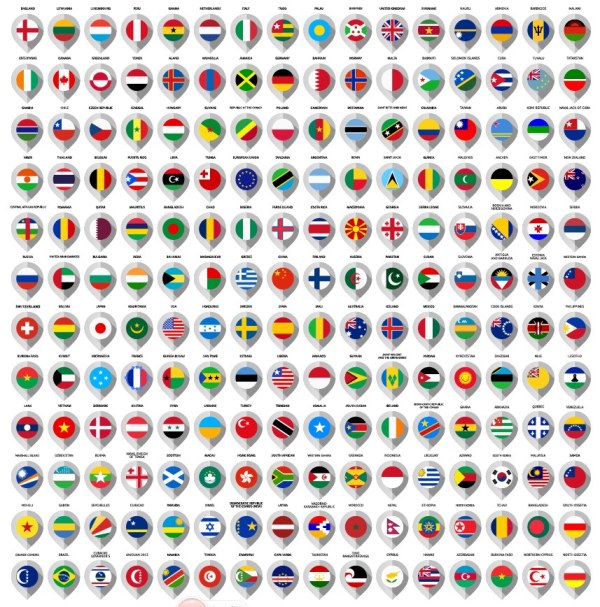 Different countries flags icons  
