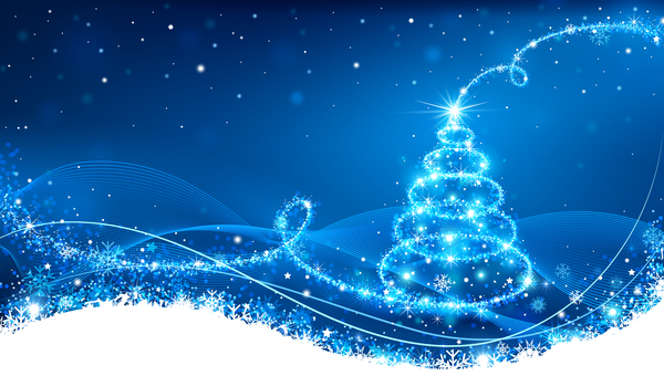 ブルー クリスマス背景を持つ夢のクリスマス ツリー 12 をベクトル  
