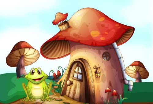 Fairy tale world and mushroom house vector 04  