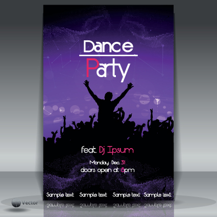 Dance party Flyer cover template vector 05  