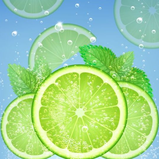 Fresh green lemon vector background  