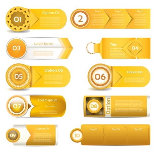 Gold yellow business website banners vector  