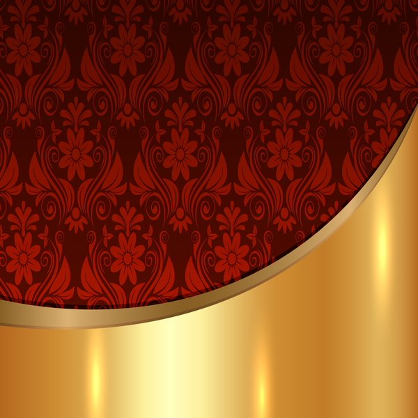 装飾パターンベクトル材料と Golded 金属の背景08  