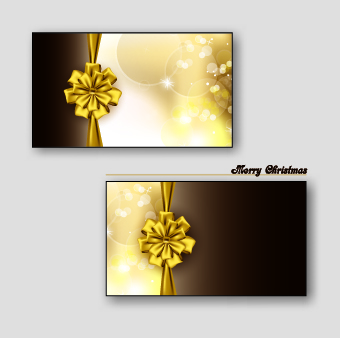 黄金の弓クリスマス カード ベクトル  
