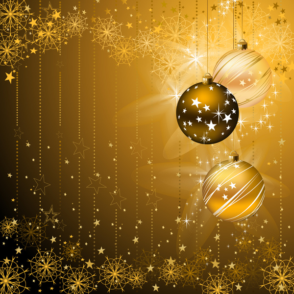 Gouden kerst achtergrond met ballen vector  