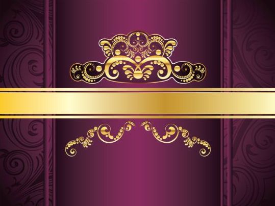 Golden with purple decorative background vector 03  
