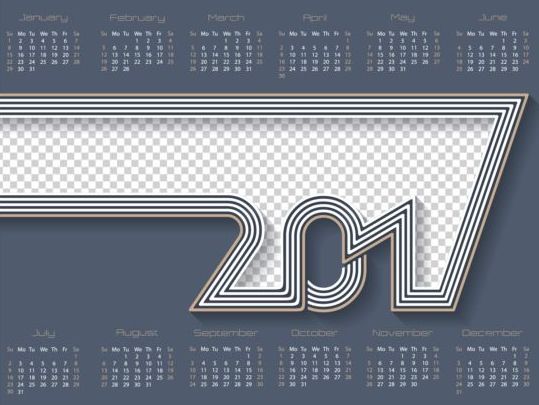 Grijze kalender 2017 ontwerp vector  