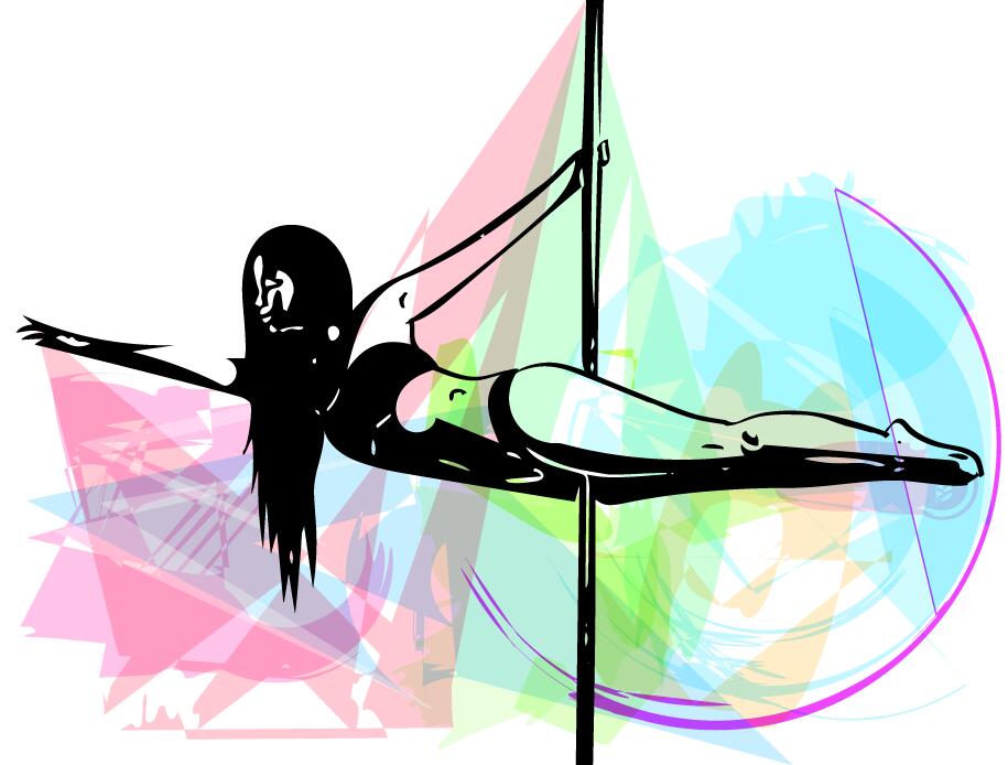Hand drawn pole dance girl vector material 04  