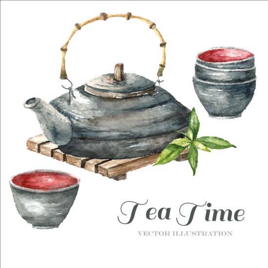 Hand drawn tea time vector background 03  