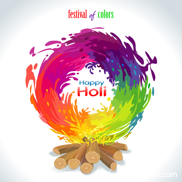 Happy Holi-fest mit Farbe Hintergrund Vector 05  