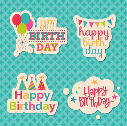 Happy birthday sticker design vector  
