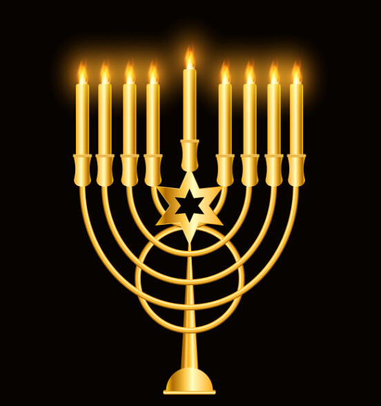 Happy hanukkah background with candle vecotr 03  