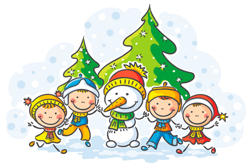 Happy winter children cartoon vector 04  