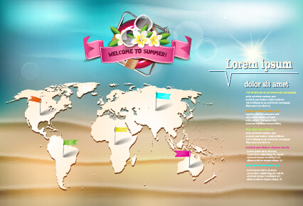 Holiday summer travel sea background vector 08  